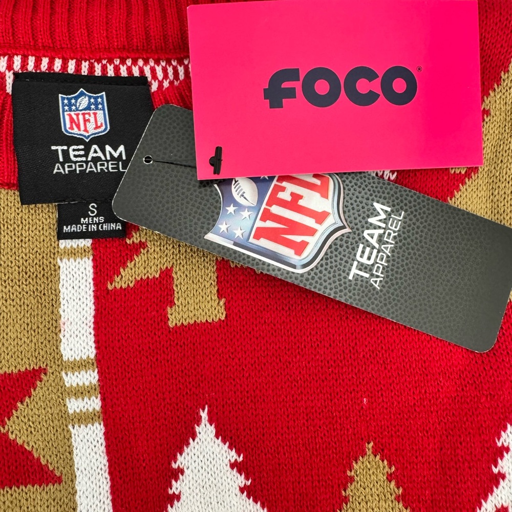San Francisco 49ers FOCO NFL Busy Block Ugly Sweater Size S NWT - Picture 6 of 8